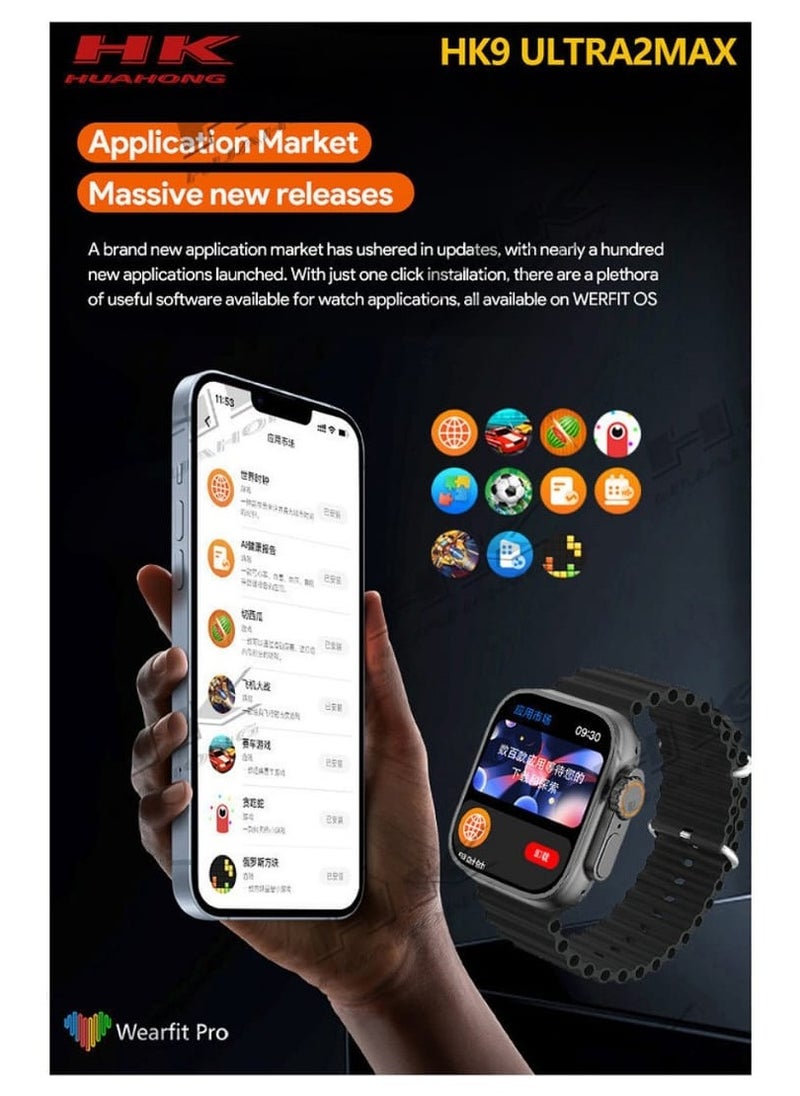 HK - 2024 HK9 Ultra 2 MAX AMOLED  Smart Watch OpenAl's New ChatGPT Wearfit GPT 2.0 Application Market Live Photo Preview TWS Wireless Headphones Local Album Wrist Ebook 3D Visual Action - Image 1