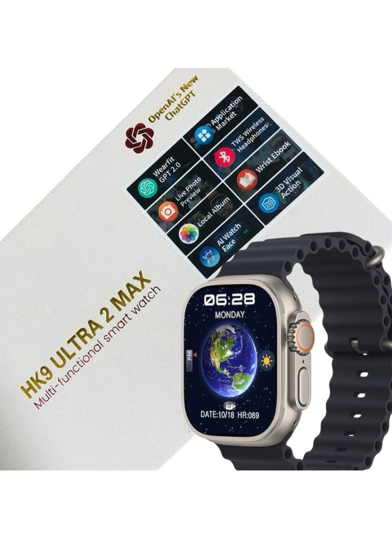 HK - 2024 HK9 Ultra 2 MAX AMOLED  Smart Watch OpenAl's New ChatGPT Wearfit GPT 2.0 Application Market Live Photo Preview TWS Wireless Headphones Local Album Wrist Ebook 3D Visual Action - Image 1