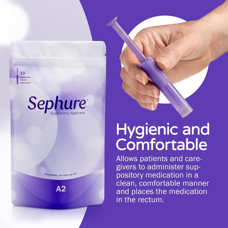 Sephure جهاز تطبيق التحاميل سهل الاستخدام للنساء والرجال، جهاز تطبيق قابل للتخلص للتحاميل لعلاج الإمساك من علامات تجارية مختلفة، عبوة واحدة، 10 قطع، الحجم A2 - Image 2