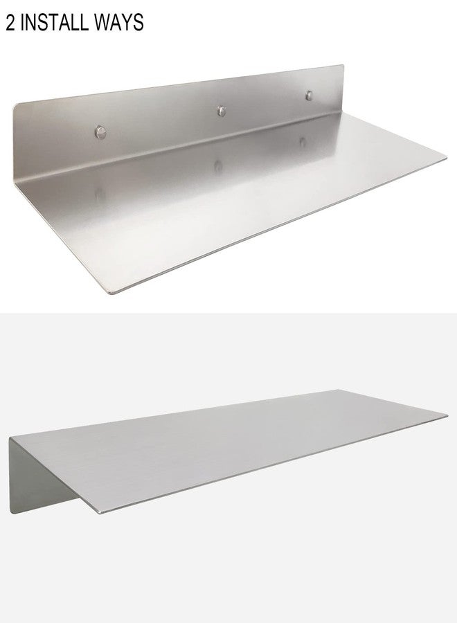 Eadot Floating Shelf Wall Mounted (24 inch x 8 inch) Heavy Duty Display Ledge, Storage Shelves, Decorative Shelves Stainless Steel Brushed Nickel - Image 3
