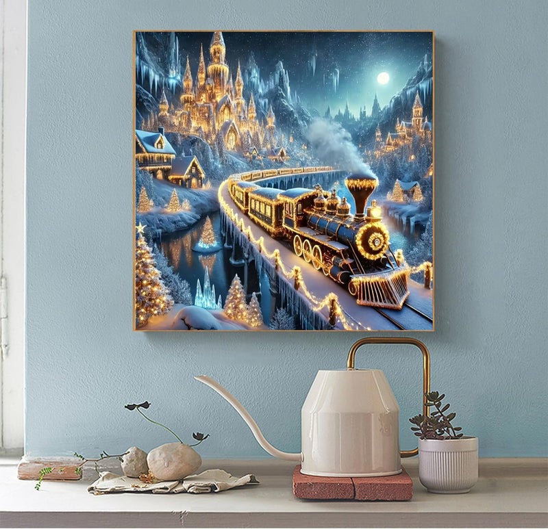 KTHOFCY 5D DIY Holiday Winter Christmas Fantasy World Diamond Painting Kits for Adults,Christmas Scene Full Drill Embroidery Cross Stitch Crystal Painting Wall Decor Painting Dots Kits 11.8X11.8inch - Image 2