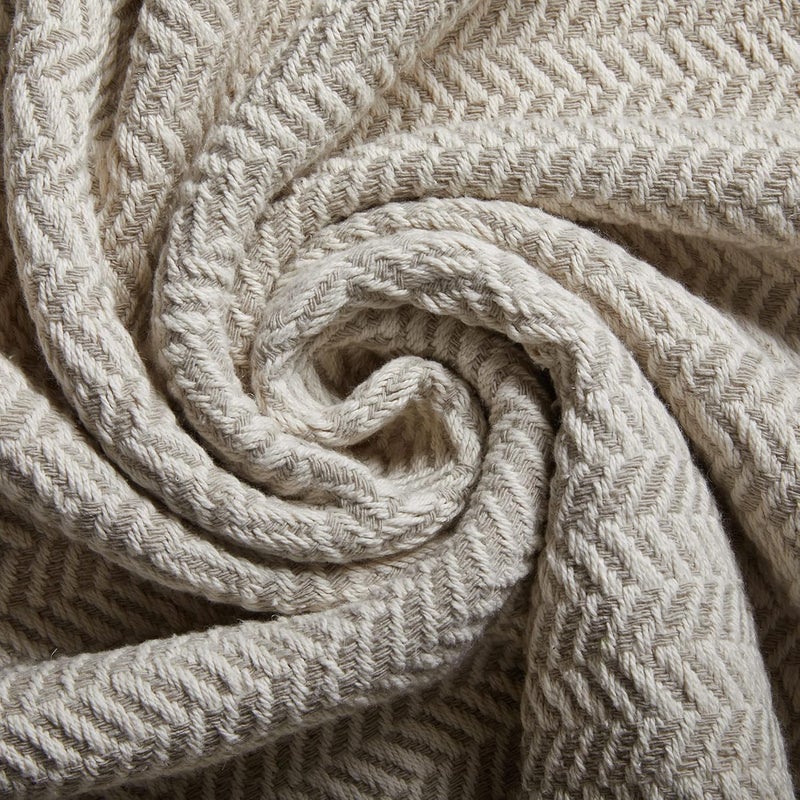 Americanflat 50x60 Throw Blanket - Soft and Breathable Cotton Throw Blanket for Couch, Bed, Chair - Decorative Blankets Perfect for Home, Office, or Outdoor Use - Cream and Beige Zig Zag Design - Image 3