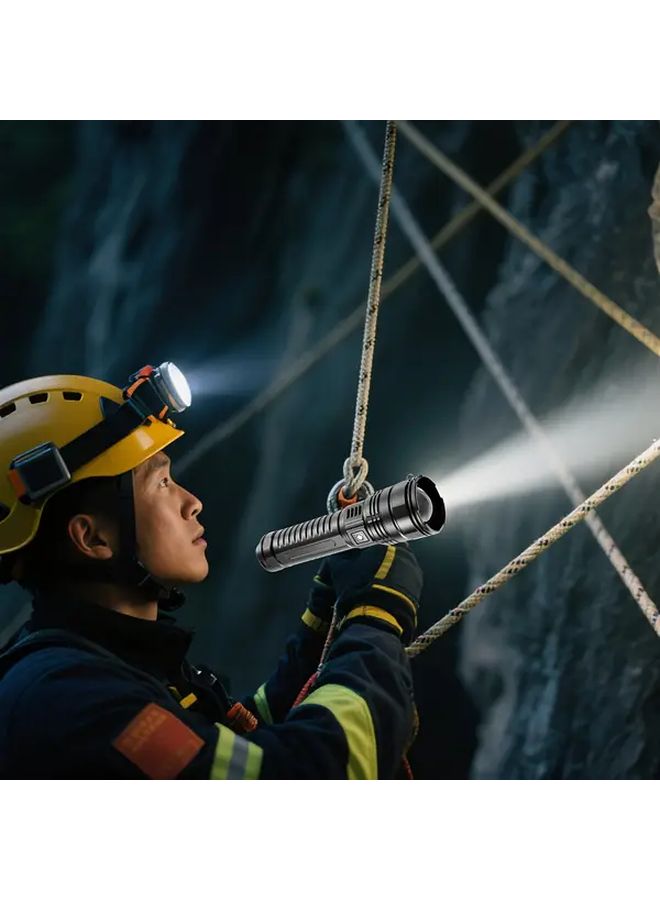 1 قطعة مصباح يدوي تكتيكي قابل لإعادة الشحن عبر USB مع ضوء جانبي COB و5 أوضاع - Image 1