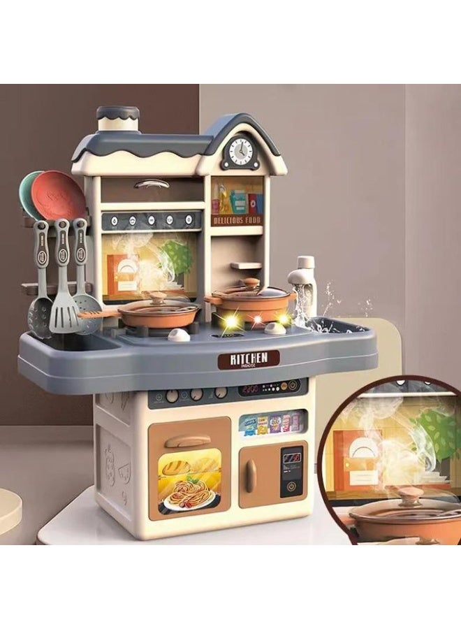 مجموعة ألعاب مطبخ الجنة للأطفال – تأثيرات بخار وماء واقعية – مجموعة لعب طهي تفاعلية مع أواني، حوض، فرن و ساعة – مطبخ تعليمي لتنكر الأدوار – هدية للأولاد والبنات من سن 3+ – تصميم ملون ومضغوط - Image 2