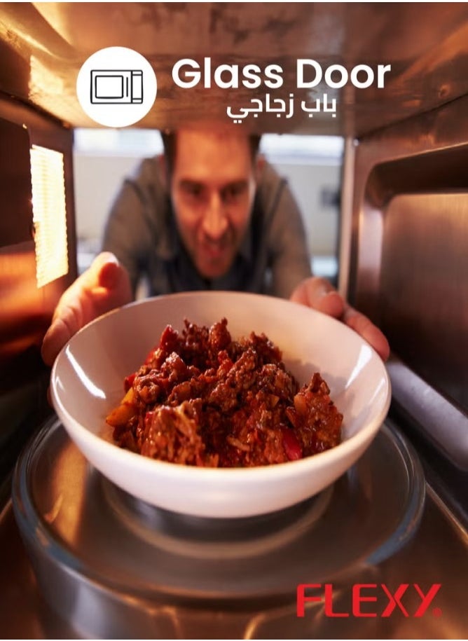 فليكسي ميكروويف رقمي مرن سعة 20 لتر، مخرج 700 وات، 10 مستويات طاقة، باب زجاجي، مؤقت للمطبخ، تذويب تلقائي  - Image 3