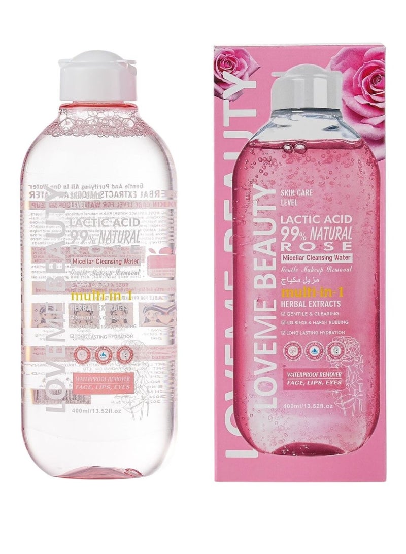 LOVEME BEAUTY Lactic Acid 99% Natural Rose Micellar Cleansing Water 400ml