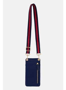 Women Brand Logo Mobile Cross Body Bag 19 L x 10 H x 3 W cm, Navy Blue