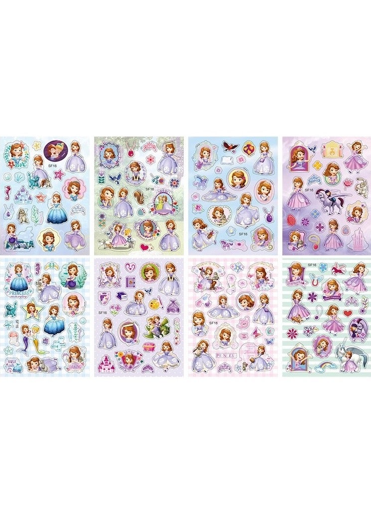 8 قطع من ملصقات الأميرة صوفيا الكرتونية للأطفال 160 قطعة من الملصقات لمعلمي الأطفال مكافأة سجل القصاصات