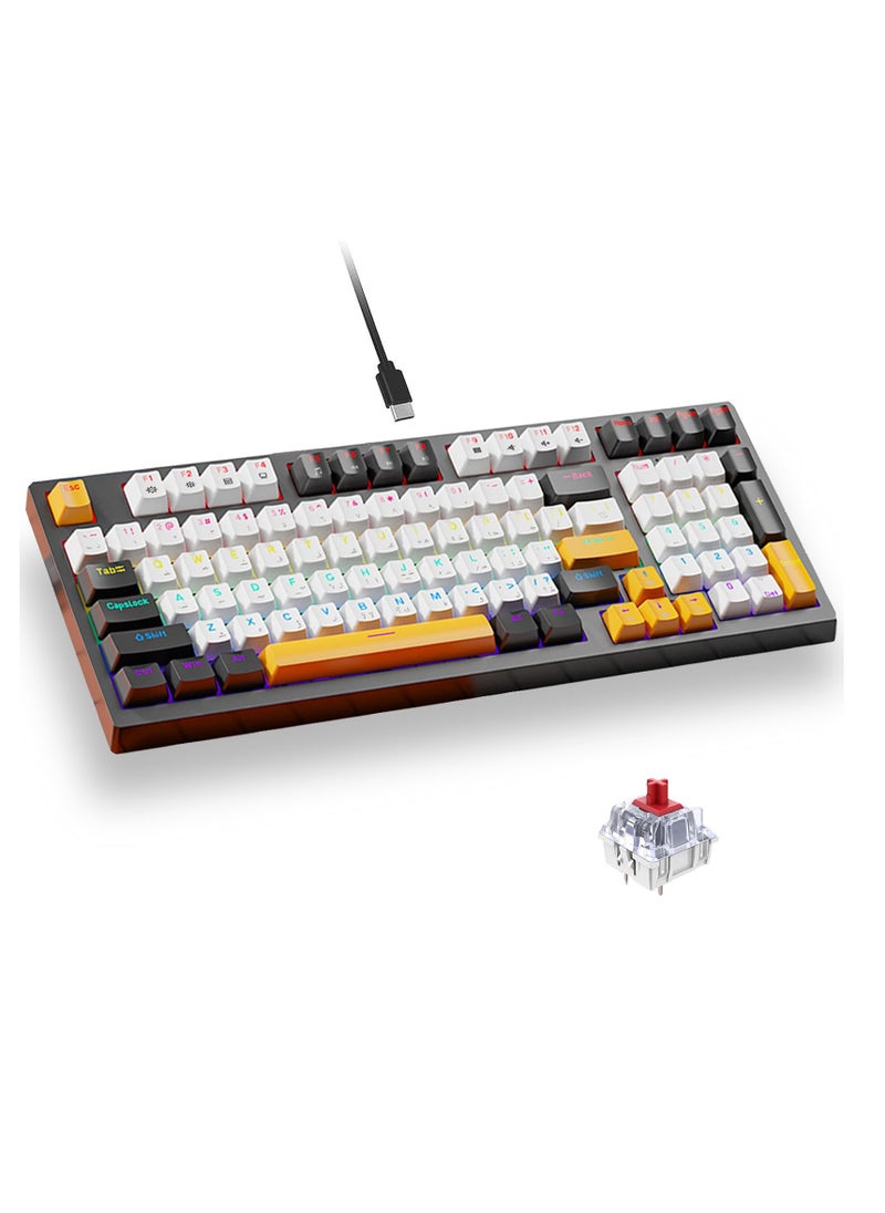 SKYLion - English Arabic Mechanical Gaming Keyboard, 97 Keys Red Switches Keyboard with RGB Backlit, Hot-Swap USB-C Wired for Office Gaming - Image 1