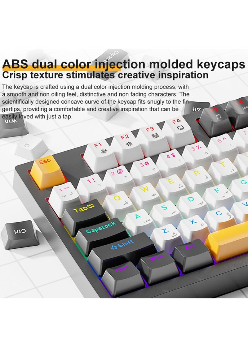 SKYLion - English Arabic Mechanical Gaming Keyboard, 97 Keys Red Switches Keyboard with RGB Backlit, Hot-Swap USB-C Wired for Office Gaming - Image 1