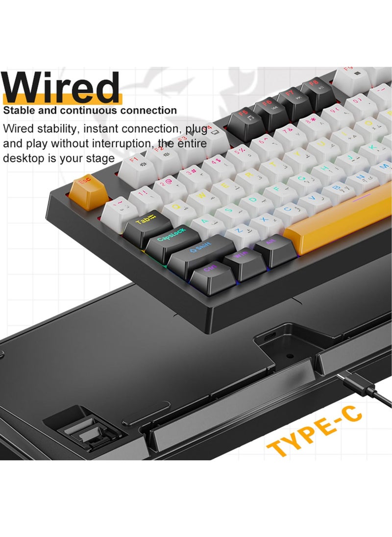 SKYLion - English Arabic Mechanical Gaming Keyboard, 97 Keys Red Switches Keyboard with RGB Backlit, Hot-Swap USB-C Wired for Office Gaming - Image 1
