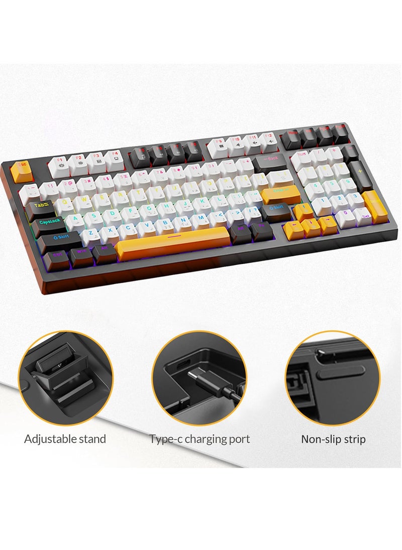 SKYLion - English Arabic Mechanical Gaming Keyboard, 97 Keys Red Switches Keyboard with RGB Backlit, Hot-Swap USB-C Wired for Office Gaming - Image 1