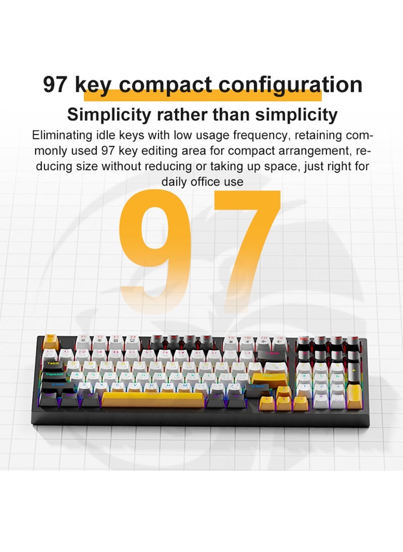 SKYLion - English Arabic Mechanical Gaming Keyboard, 97 Keys Red Switches Keyboard with RGB Backlit, Hot-Swap USB-C Wired for Office Gaming - Image 1