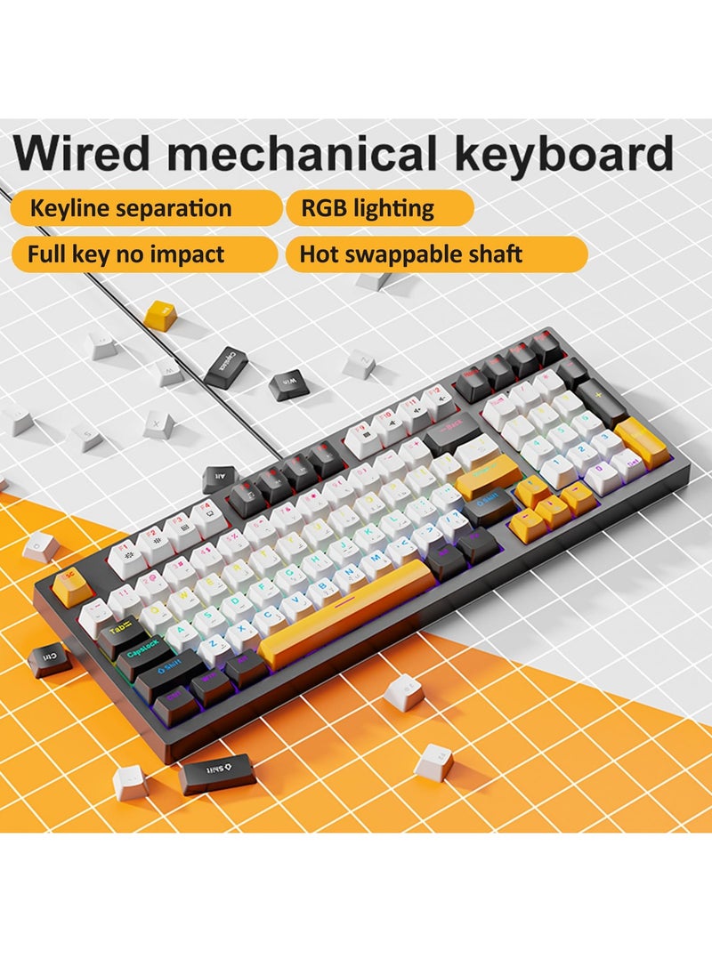 SKYLion - English Arabic Mechanical Gaming Keyboard, 97 Keys Red Switches Keyboard with RGB Backlit, Hot-Swap USB-C Wired for Office Gaming - Image 1