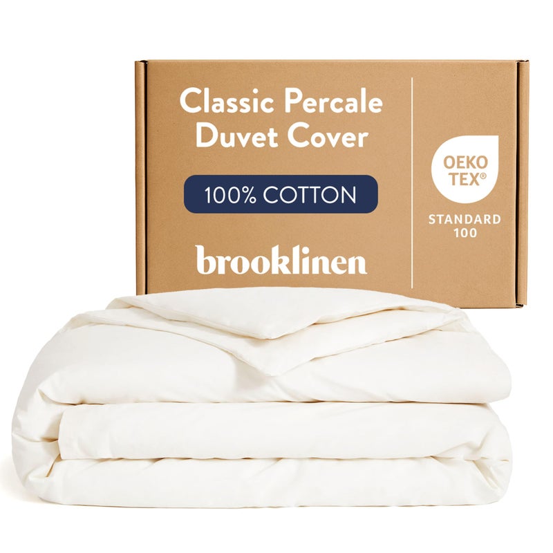 Brooklinen Brooklinen Luxury Percale Duvet Cover  100 Cotton Cool Crisp ExtraLong Corner Ties Button Closure Soft  Breathable  Machine Washable Duvet Cover KingCalifornia King Bed Sizes Cream 