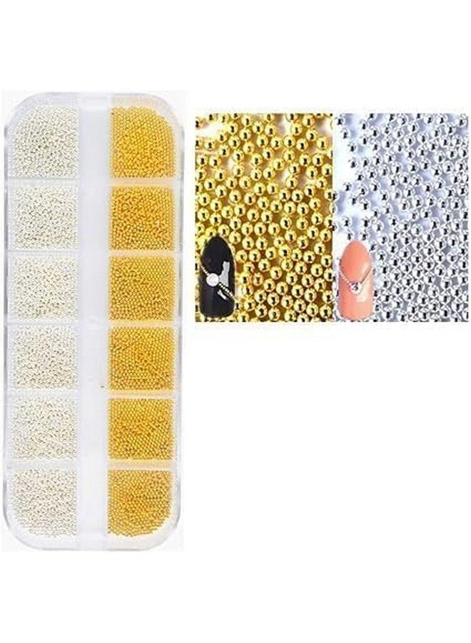 H-STYLE STORE Nail Art Decorations Palette, Golden Silver Caviar Beads, DIY Manicure Accessories - Image 1