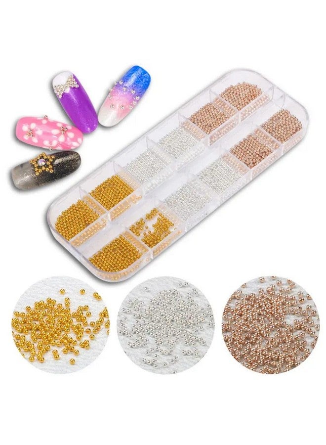 H-STYLE STORE Nail Art Decorations Palette, Golden Silver Caviar Beads, DIY Manicure Accessories - Image 5