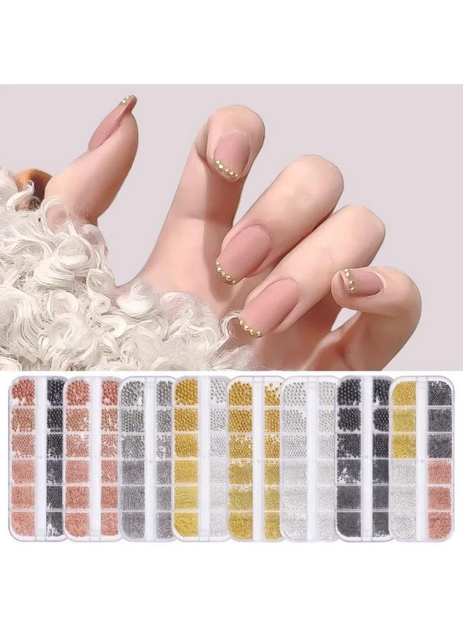 H-STYLE STORE Nail Art Decorations Palette, Golden Silver Caviar Beads, DIY Manicure Accessories - Image 2