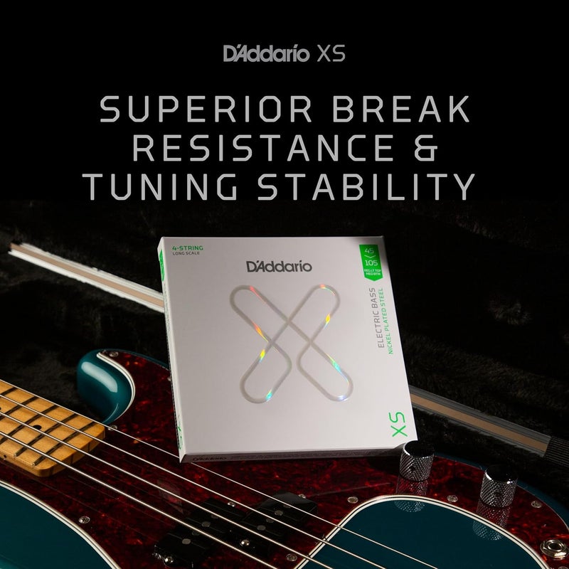 D'Addario أوتار جيتار البيس الكهربائي المغلفة من د'أداريو XS، مجموعة 4 أوتار، خفيف من الأعلى/متوسط من الأسفل 45-105 - Image 4