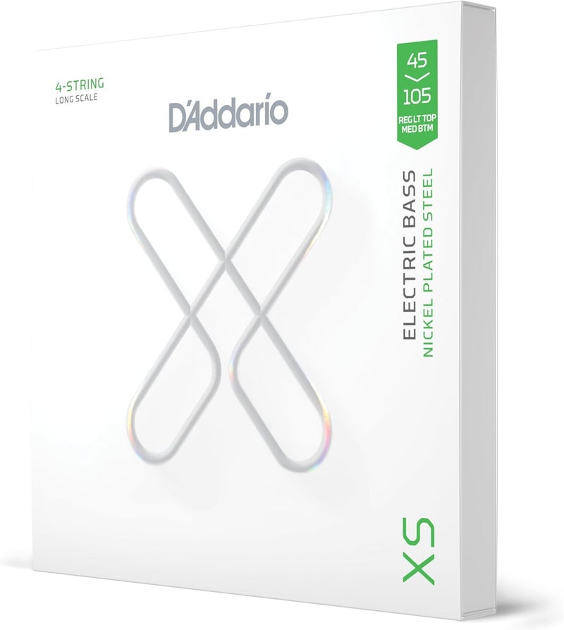 D'Addario أوتار جيتار البيس الكهربائي المغلفة من د'أداريو XS، مجموعة 4 أوتار، خفيف من الأعلى/متوسط من الأسفل 45-105 - Image 1
