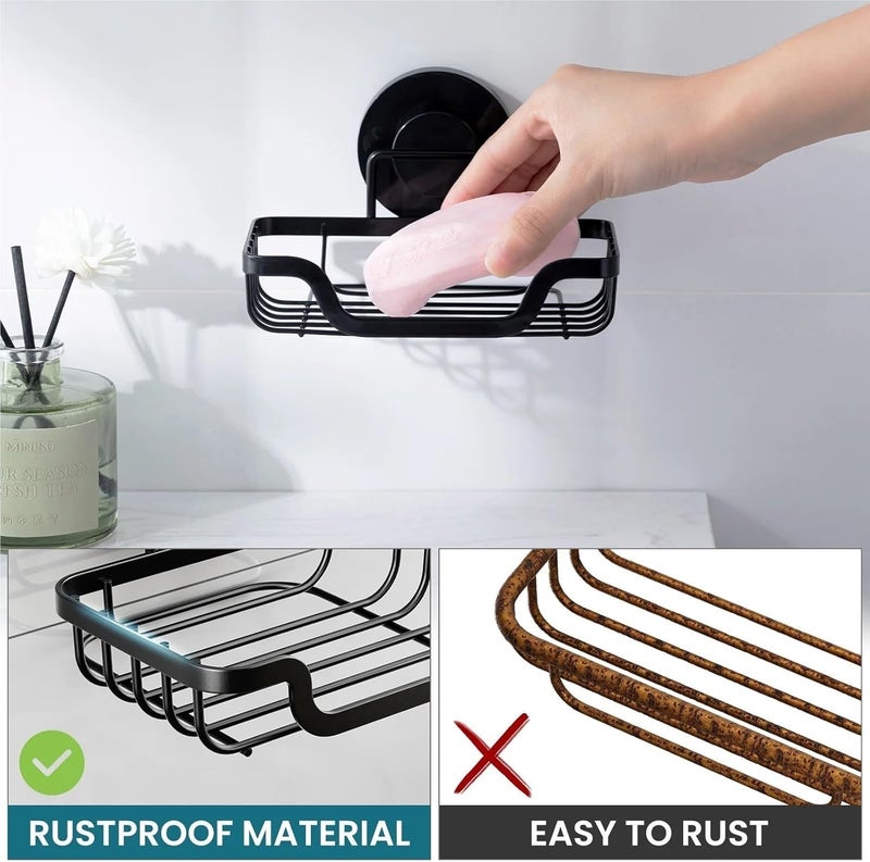 Soap Holder Bar Dish Suction Cup Rack for Shower Wall Draining Saver Tray for Bathroom Tub Kitchen(Silver) - Image 5
