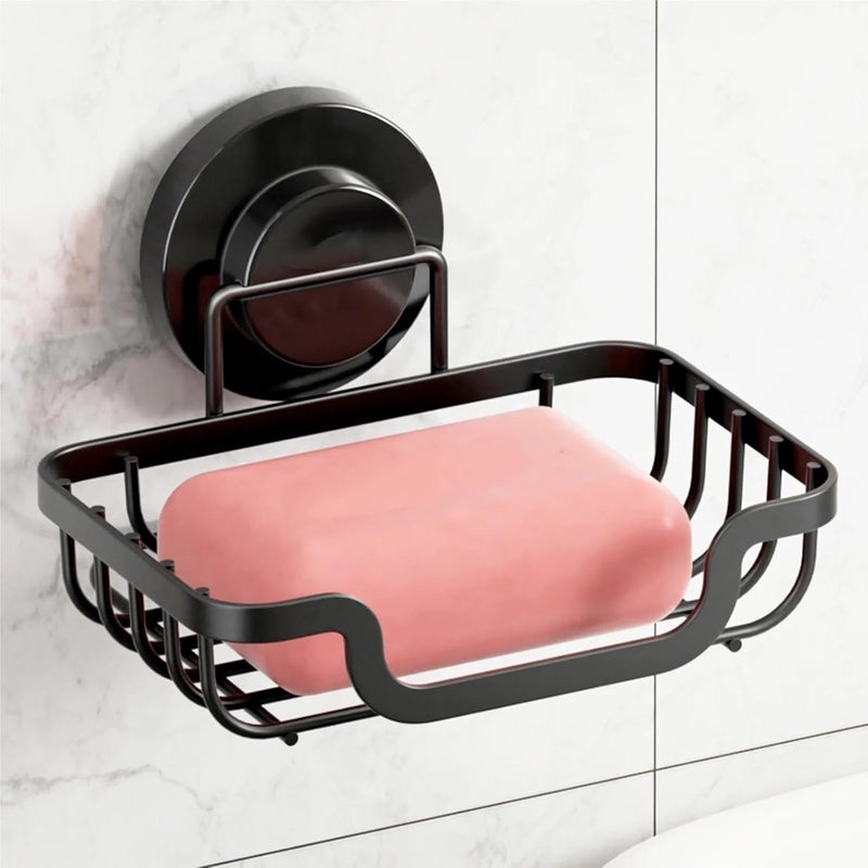 Soap Holder Bar Dish Suction Cup Rack for Shower Wall Draining Saver Tray for Bathroom Tub Kitchen(Silver) - Image 2