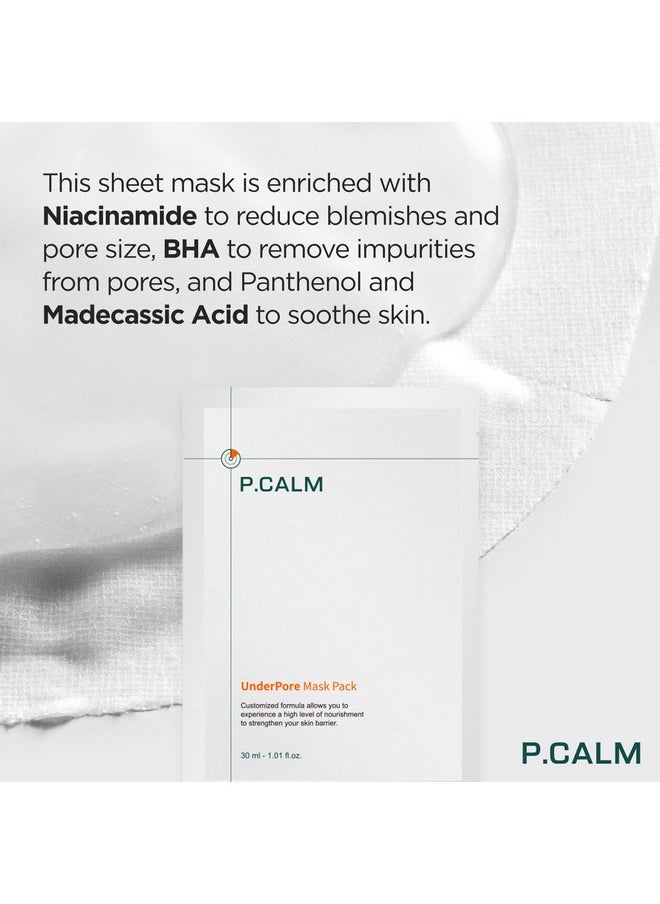 P.CALM Underpore Facial Sheet Mask (Pack Of 5) Vegan Moisturizing Daily Facial Treatment Mask For Sensitive Skin Korean Sincare  - Image 3