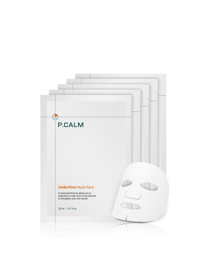 P.CALM Underpore Facial Sheet Mask (Pack Of 5) Vegan Moisturizing Daily Facial Treatment Mask For Sensitive Skin Korean Sincare  - Image 1