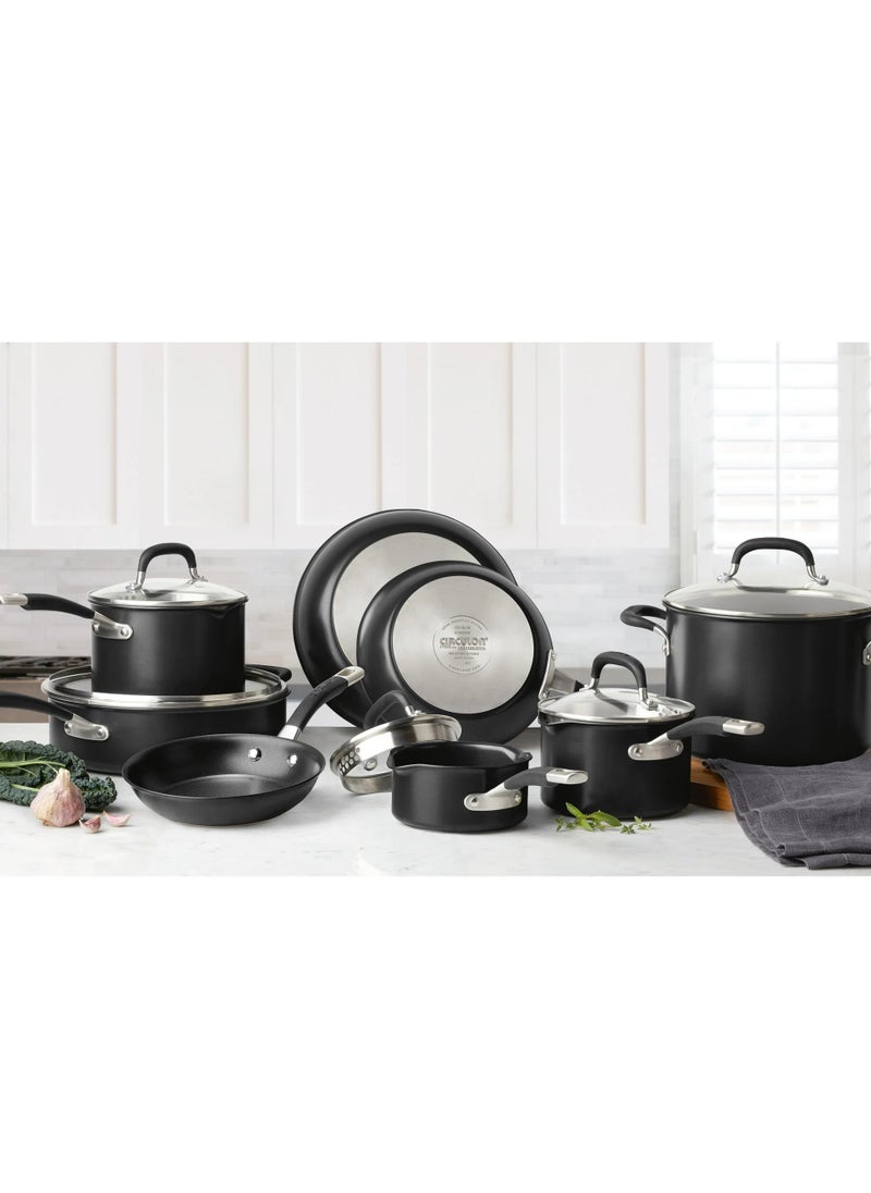 Circulon 13-Piece Premier Professional Hard Anodized Cookware Set Black Pans, saucepan, stockpot, skillet with Lids  - Image 1