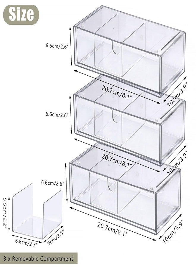 GUSHBIN Acrylic Pencil Drawer with Removable Dividers Clear Pull Out Pen Drawer Organizer Stackable Bathroom Organizer for Makeup, Cosmetics, Office Supplies,3 Pack - Image 3