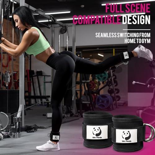 Slim Panda Ankle Strap for Cable Machine,Ankle Cuff for Kickbacks, Booty Hip Abductors,Glute Workouts, Leg Extensions, Curls for Men and Women, Adjustable with Double D-Rings (Pair, Black) - Image 4