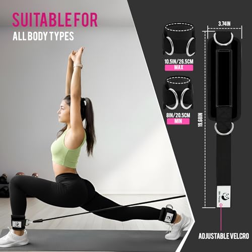 Slim Panda Ankle Strap for Cable Machine,Ankle Cuff for Kickbacks, Booty Hip Abductors,Glute Workouts, Leg Extensions, Curls for Men and Women, Adjustable with Double D-Rings (Pair, Black) - Image 3