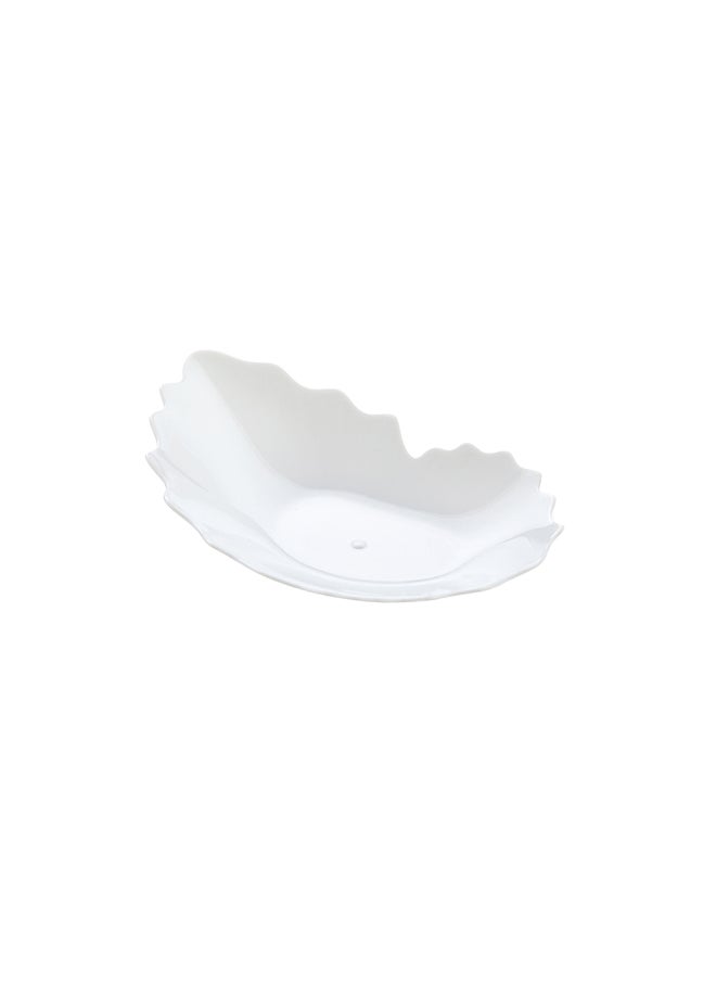 Restaurantware Restaurantware-3.3 x 3.3 Inch Mini Plastic Plates, 100 Disposable Plates - Oyster Shell Shaped, Mini, White Plastic Tasting Dishes, For Appetizers, Desserts, Or Samples, For Parties, Events  - Image 1