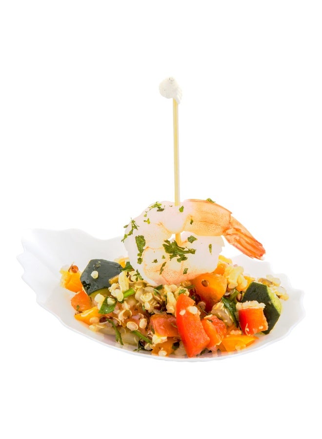 Restaurantware 3.3 x 3.3 Inch Mini Plastic Plates, 100 Disposable Plates - Oyster Shell Shaped, Mini, White Plastic Tasting Dishes, For Appetizers, Desserts, Or Samples, For Parties, Events - Image 2