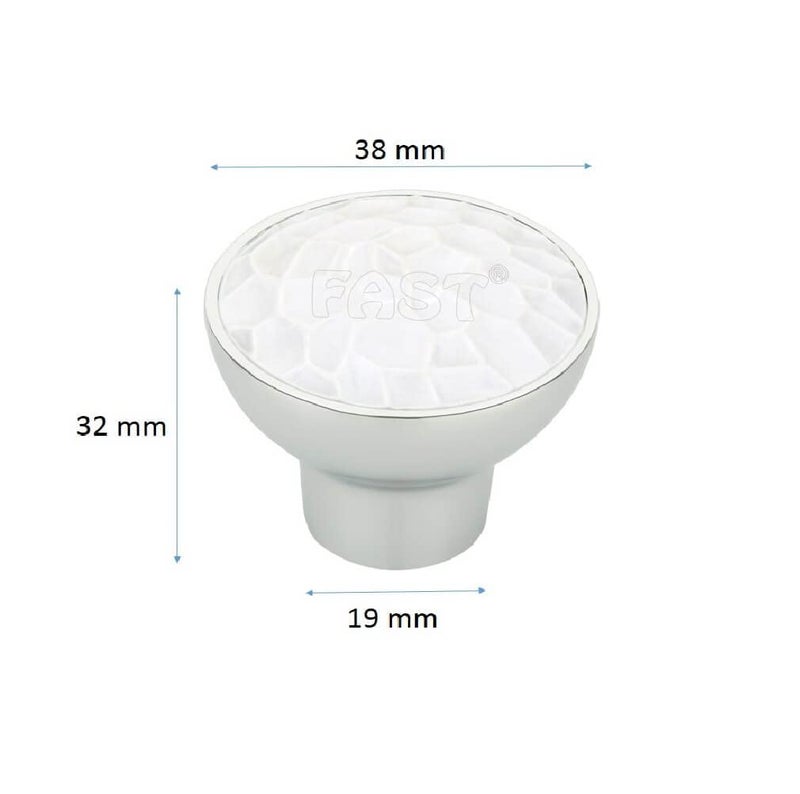 FAST Knobs01 Chrome Plated Multi Colour Furniture Cabinet Drawer Pull Knob Handle 4pcs (White) - Image 2