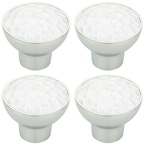 FAST Knobs01 Chrome Plated Multi Colour Furniture Cabinet Drawer Pull Knob Handle 4pcs (White) - Image 1