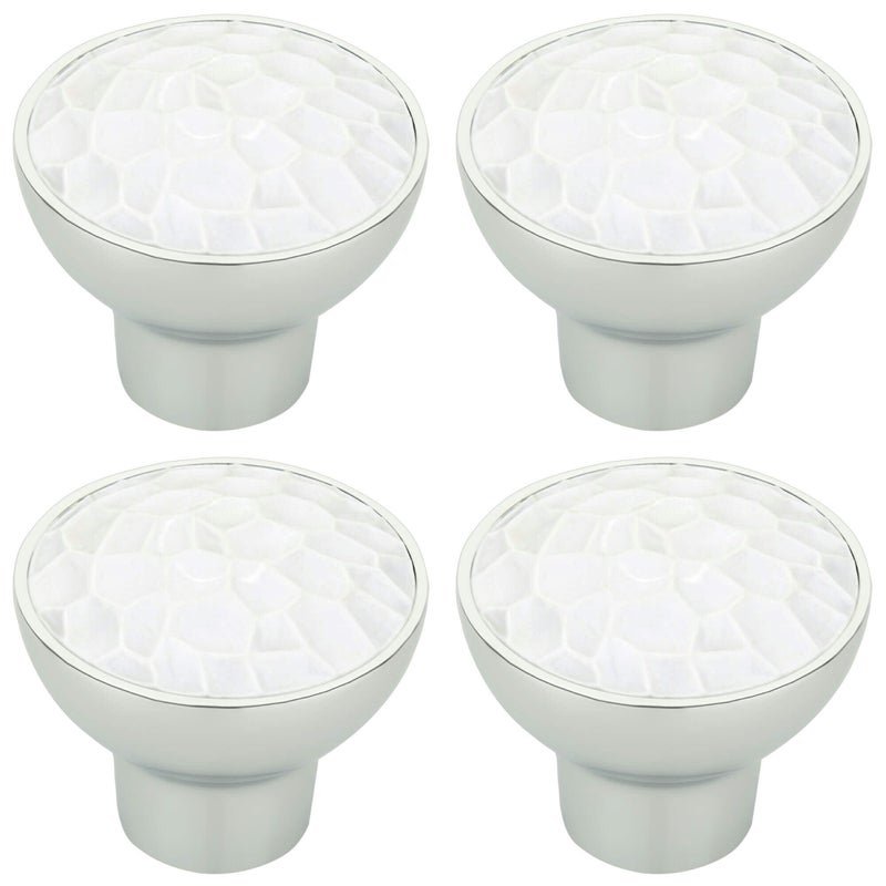 FAST Knobs01 Chrome Plated Multi Colour Furniture Cabinet Drawer Pull Knob Handle 4pcs (White) - Image 4