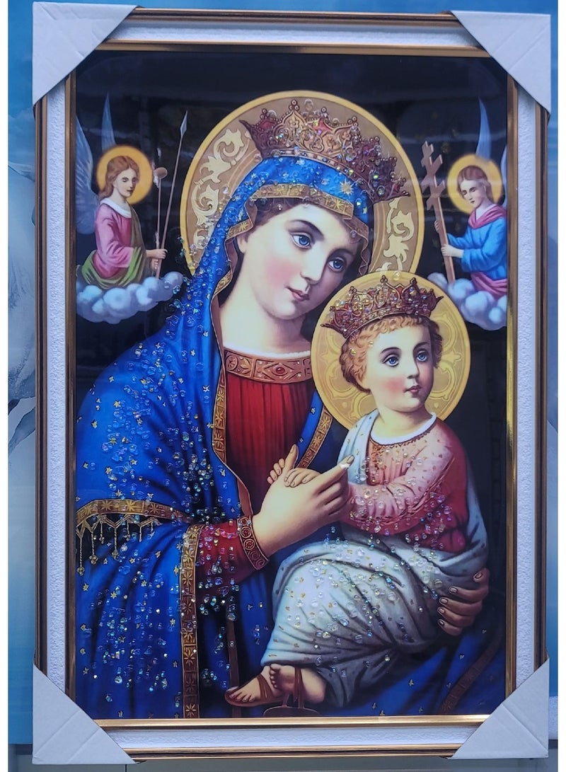 Decorhills Virgin Mary Child Jesus Wall Art Painting, Spiritual Religious Paintings Artwork for Living Room, Bedroom, Hallway & Elegant Home Décor