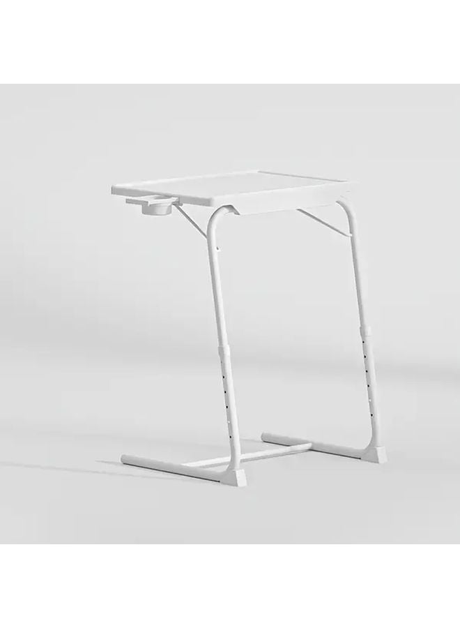 White Adjustable Tray Table 6 Height Levels 3 Tilt Angles Foldable For Bed Sofa Kitchen - Image 1