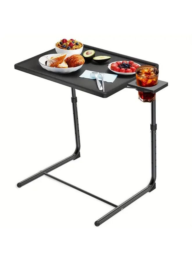 White Adjustable Tray Table 6 Height Levels 3 Tilt Angles Foldable For Bed Sofa Kitchen - Image 2