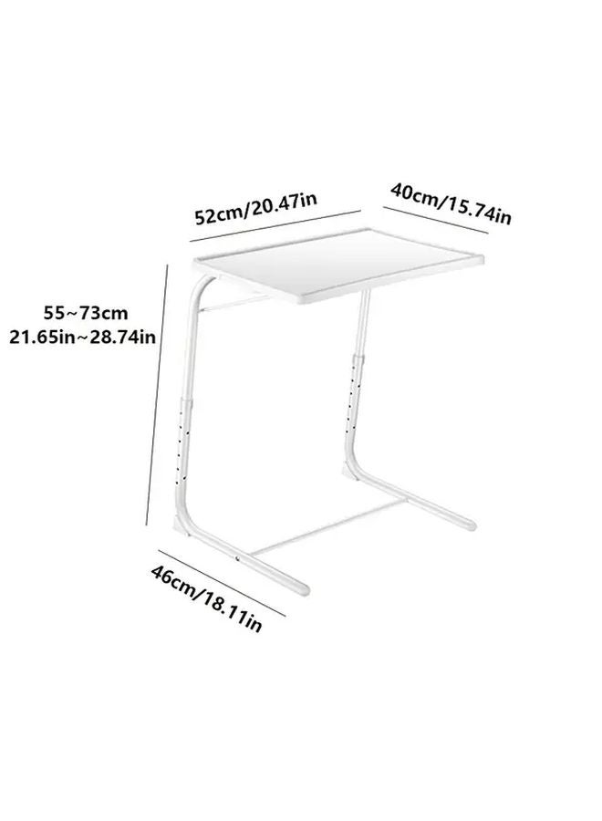 White Adjustable Tray Table 6 Height Levels 3 Tilt Angles Foldable For Bed Sofa Kitchen - Image 3