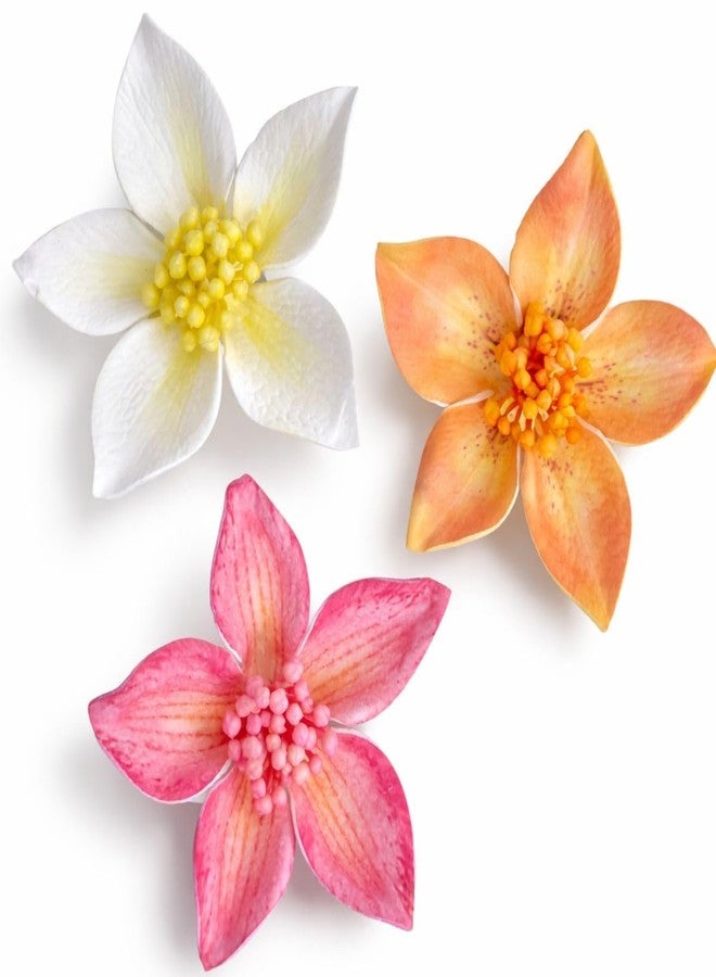 Samyak 3Pcs Flower Hair Clips - Elegant Plumeria Floral Hair Accessories For Wedding Parties (Multi) - Image 1