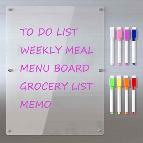 Neatsure Acrylic Magnetic Dry Erase Board for Fridge, Clear Whiteboard for Refrigerator, Notepad Memo to Do/Grocery List White Board, w/ 8 Colors Markers, 15"x11" - Image 2