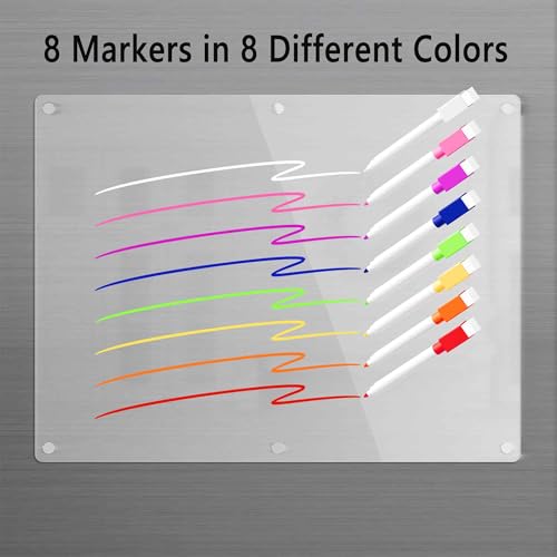 Neatsure Acrylic Magnetic Dry Erase Board for Fridge, Clear Whiteboard for Refrigerator, Notepad Memo to Do/Grocery List White Board, w/ 8 Colors Markers, 15"x11" - Image 4