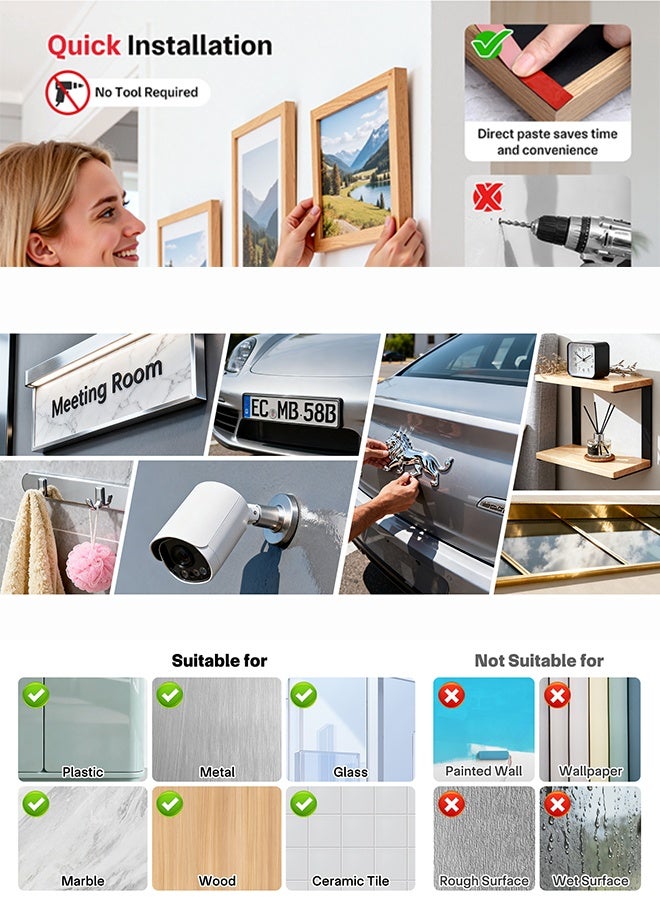 SenRan 4M Heavy Duty Double Sided Acrylic Foam Mounting Tape, 1mm Thick Waterproof Strong Adhesive Tape, UV Heat Resistant Double Sided Tape for Car Trim LED Strips Home Office Bathroom Decor - Image 5