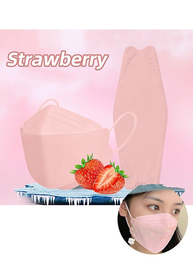 10 Pcs KF94 Disposable Face Safety Mask, Strawberry fragrance 4 Ply Breathable Comfortable Safety Mask, Mouth Face Mask Breathable Mask Unisex (Pink) - Image 1