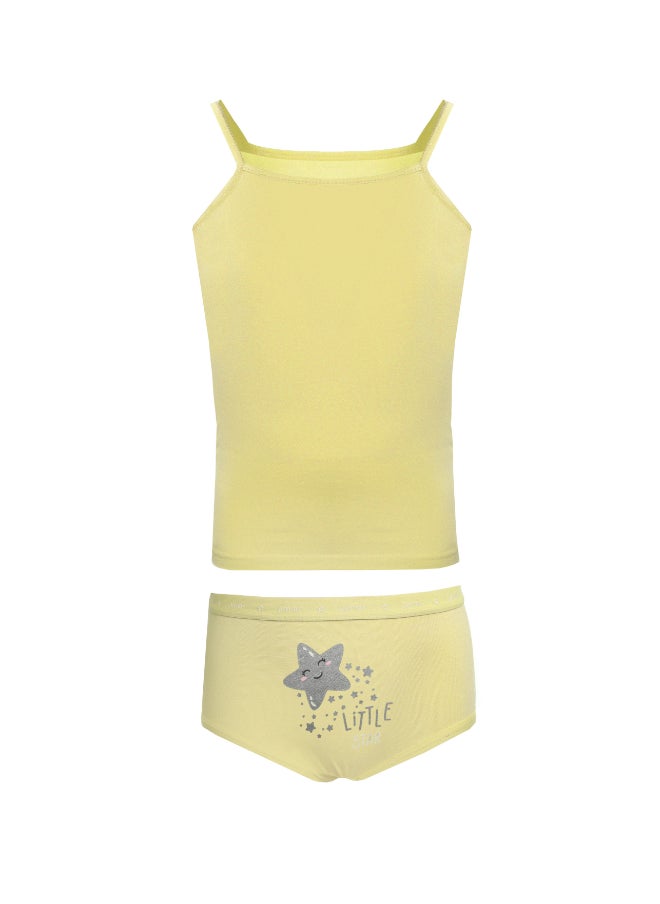 Junior High Quality Cotton Blend and Comfy Girls'set " protal top+ panty" 
