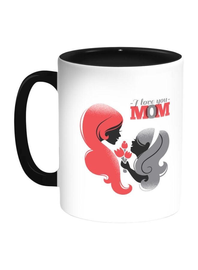 RYN I Love You Mom Printed Coffee Mug Black/White/Red 11ounce
