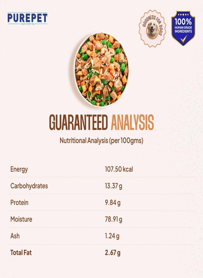 Purepet Fresh Wet Dog Food Day Meal Pack of 7 Biryanis - Mutton, Chicken, Vegetable & Pumpkin (8 x 100g) | Free 1 Pouch Inside | High Protein | Real Meat, Veggies | No Preservatives | Ready to Serve - Image 4