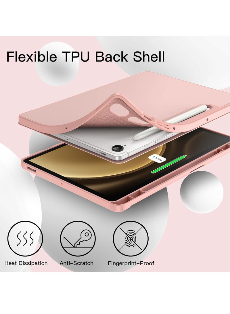 ELTRAZONE Case for Samsung Galaxy Tab S9 FE 10.9-Inch – Soft TPU Tri-Fold Stand Protective Cover with S Pen Holder, S Pen Charging Support, Auto Wake/Sleep (Rose Gold) - Image 4
